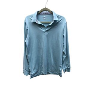 TRR Long Sleeve Polo Size Medium (M) Stay Cool Light Blue